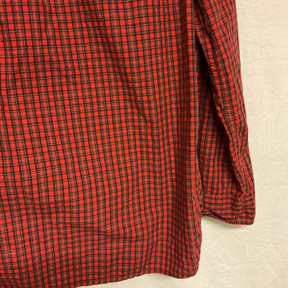 Women's J Crew Red Plaid Shirt Embroidered Sz‎ 8 Button Down Top Western Beaded